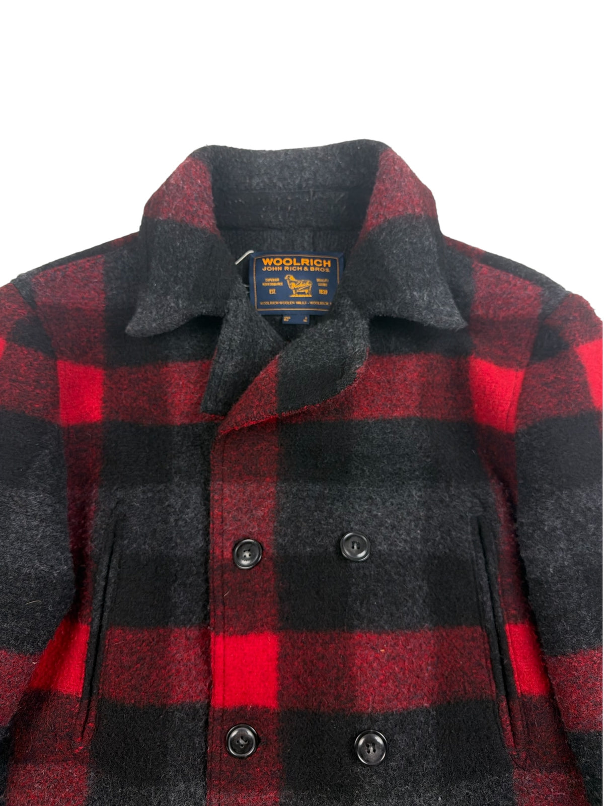 Woolrich John Rich & Bros Buffalo Plaid Wool Coat
