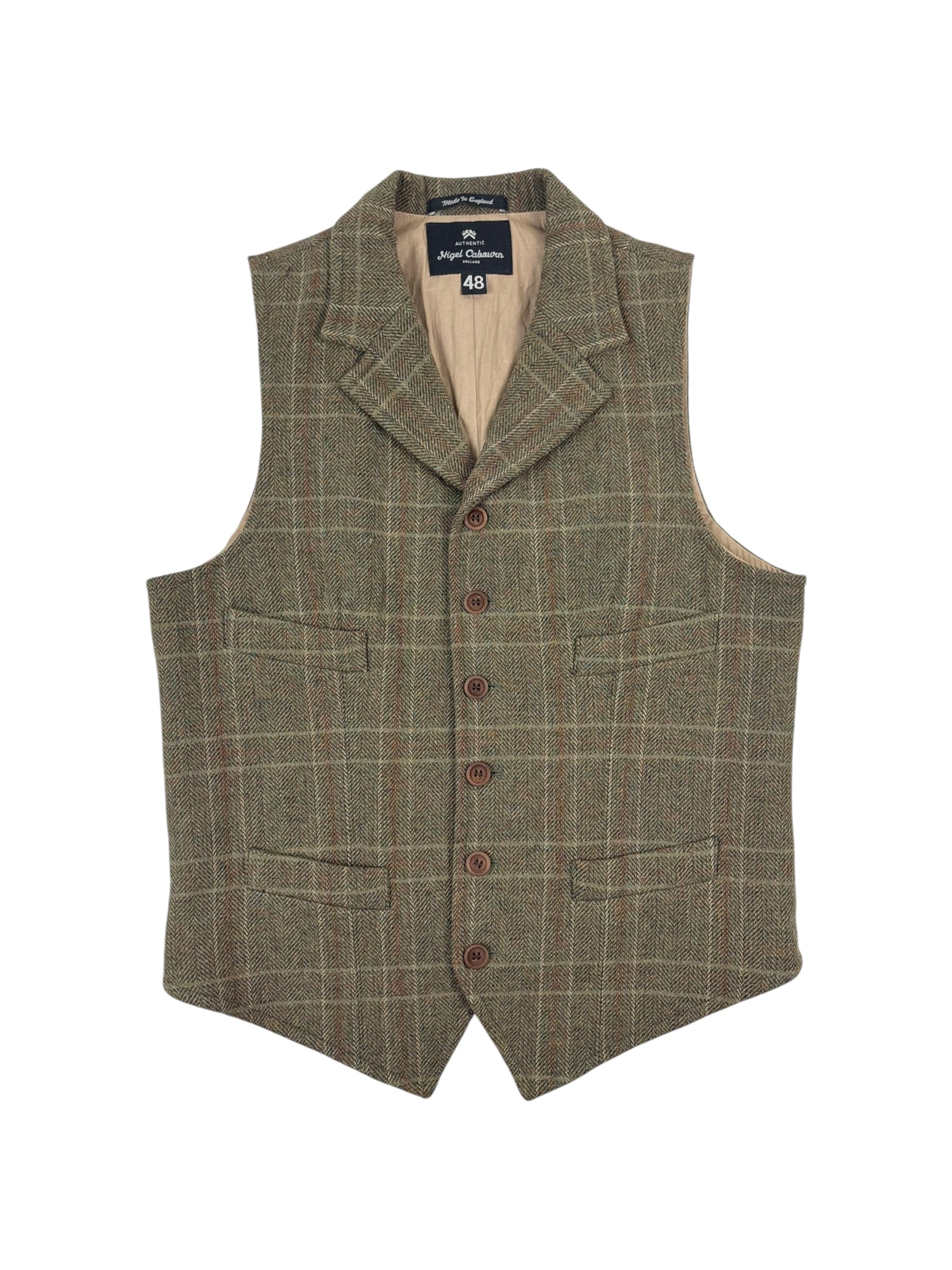 Nigel Cabourn Authentic Harris Tweed Lapel Waistcoat
