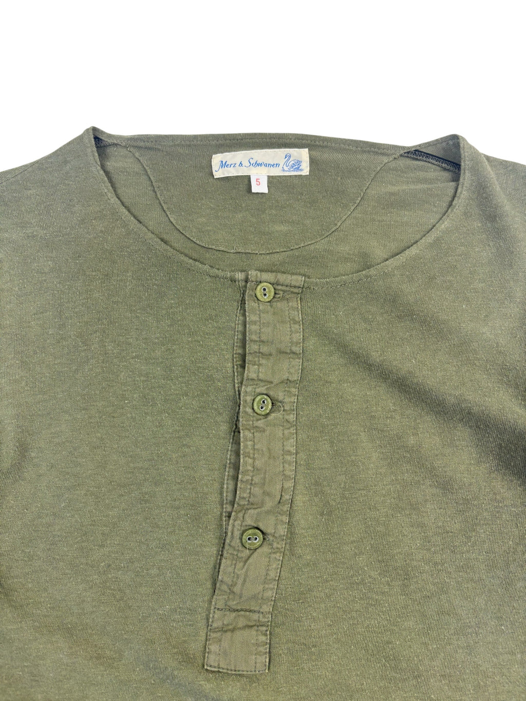 Merz B Schwanen 206 Army Green Henley Long Sleeve T-Shirt