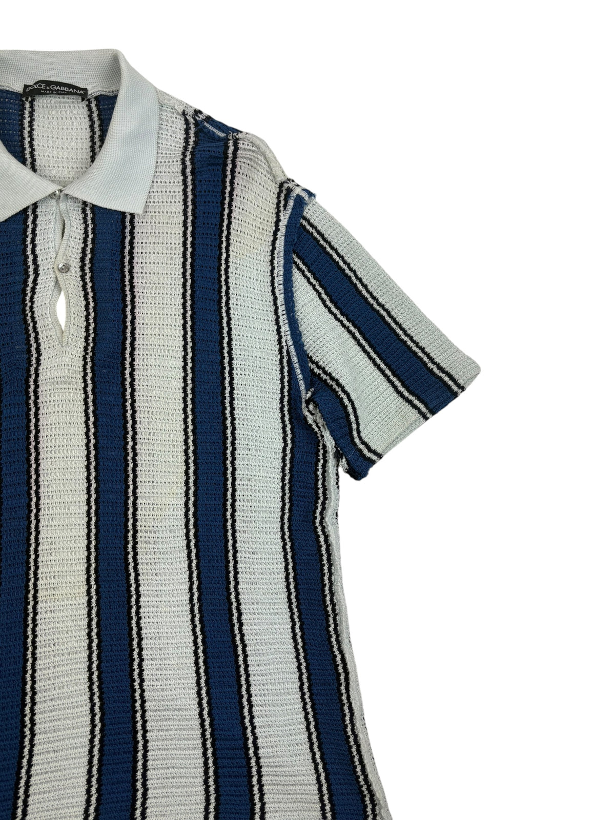 Dolce & Gabbana 2000s Striped Open Knit Polo Shirt