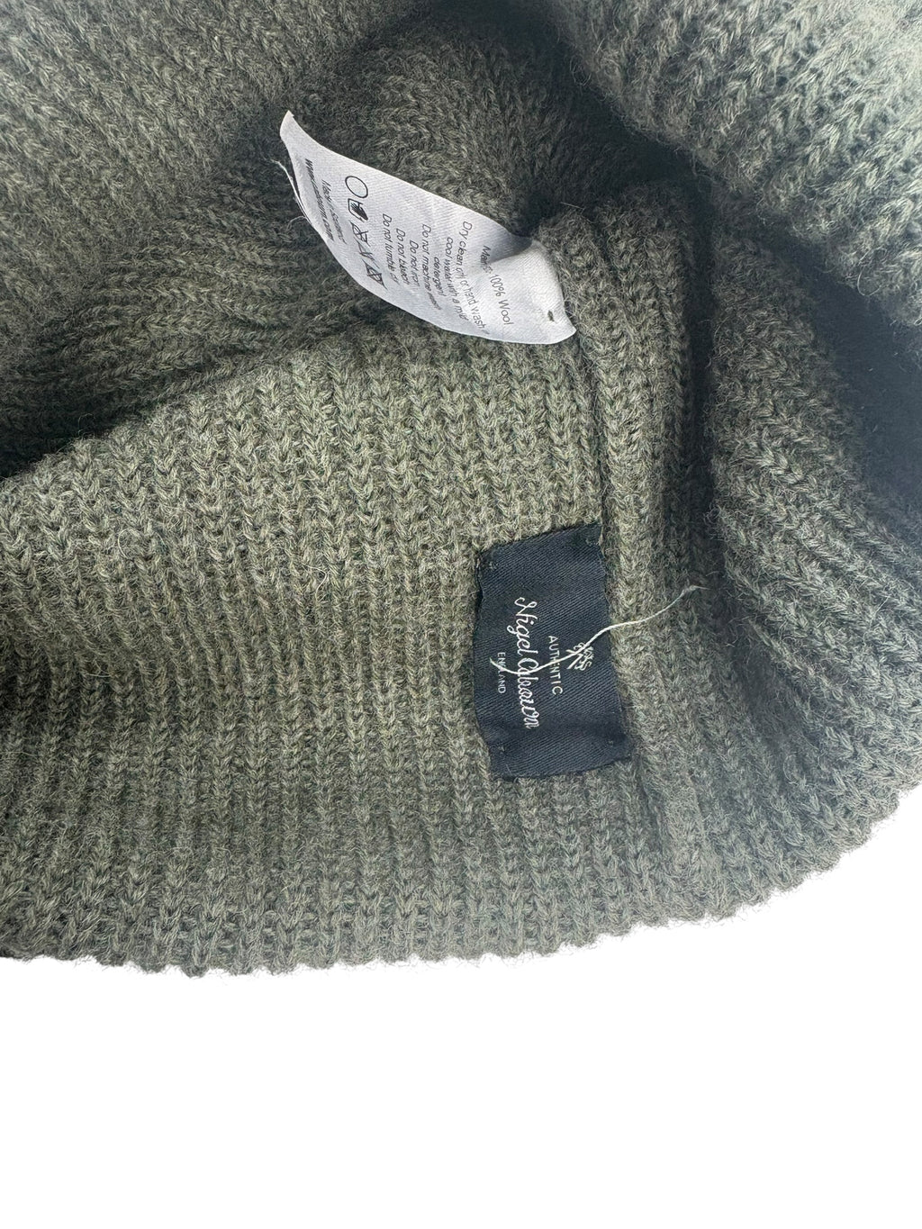 Nigel Cabourn Authentic Olive Grey Solid Beanie