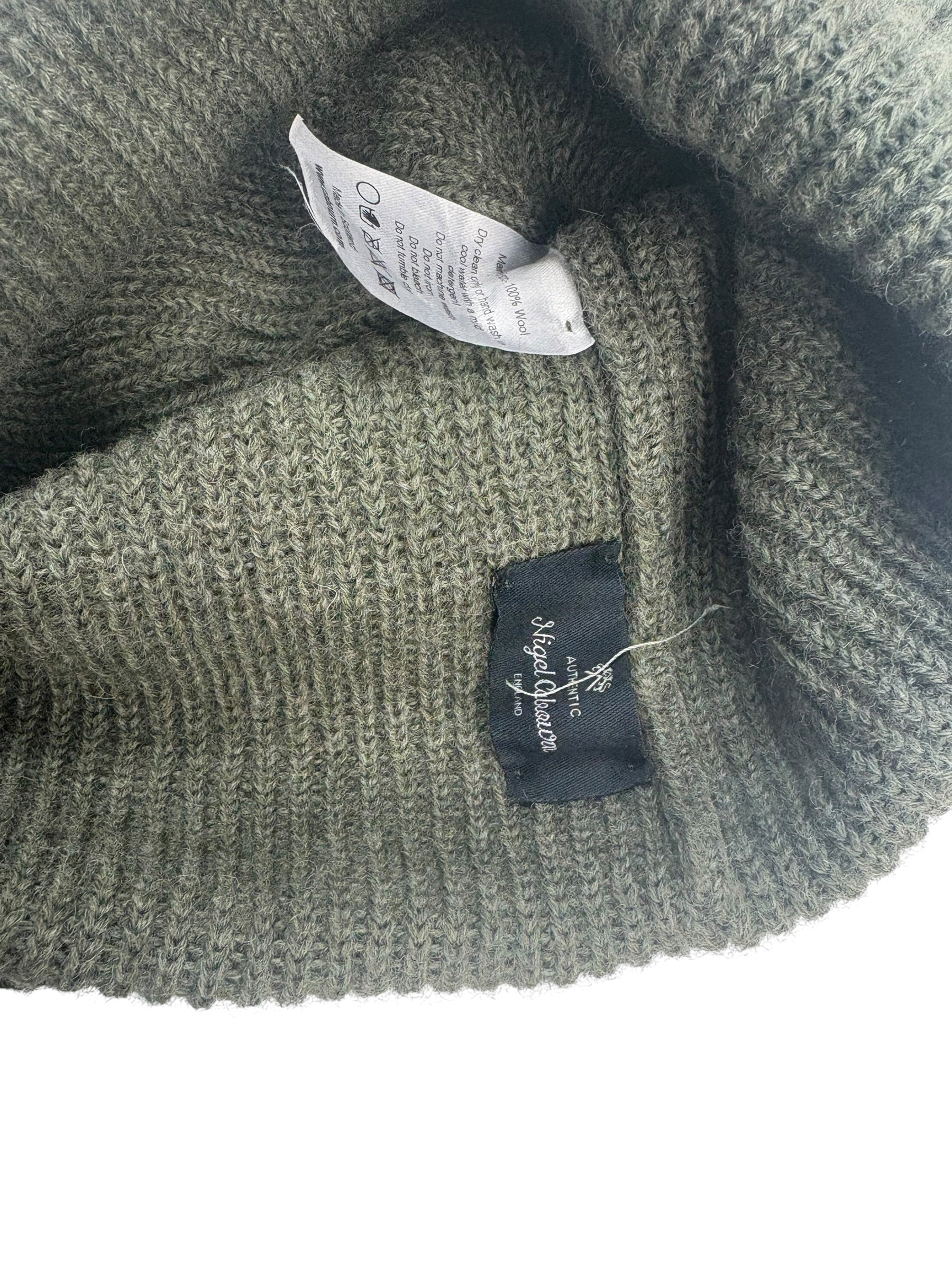 Nigel Cabourn Authentic Olive Grey Solid Beanie