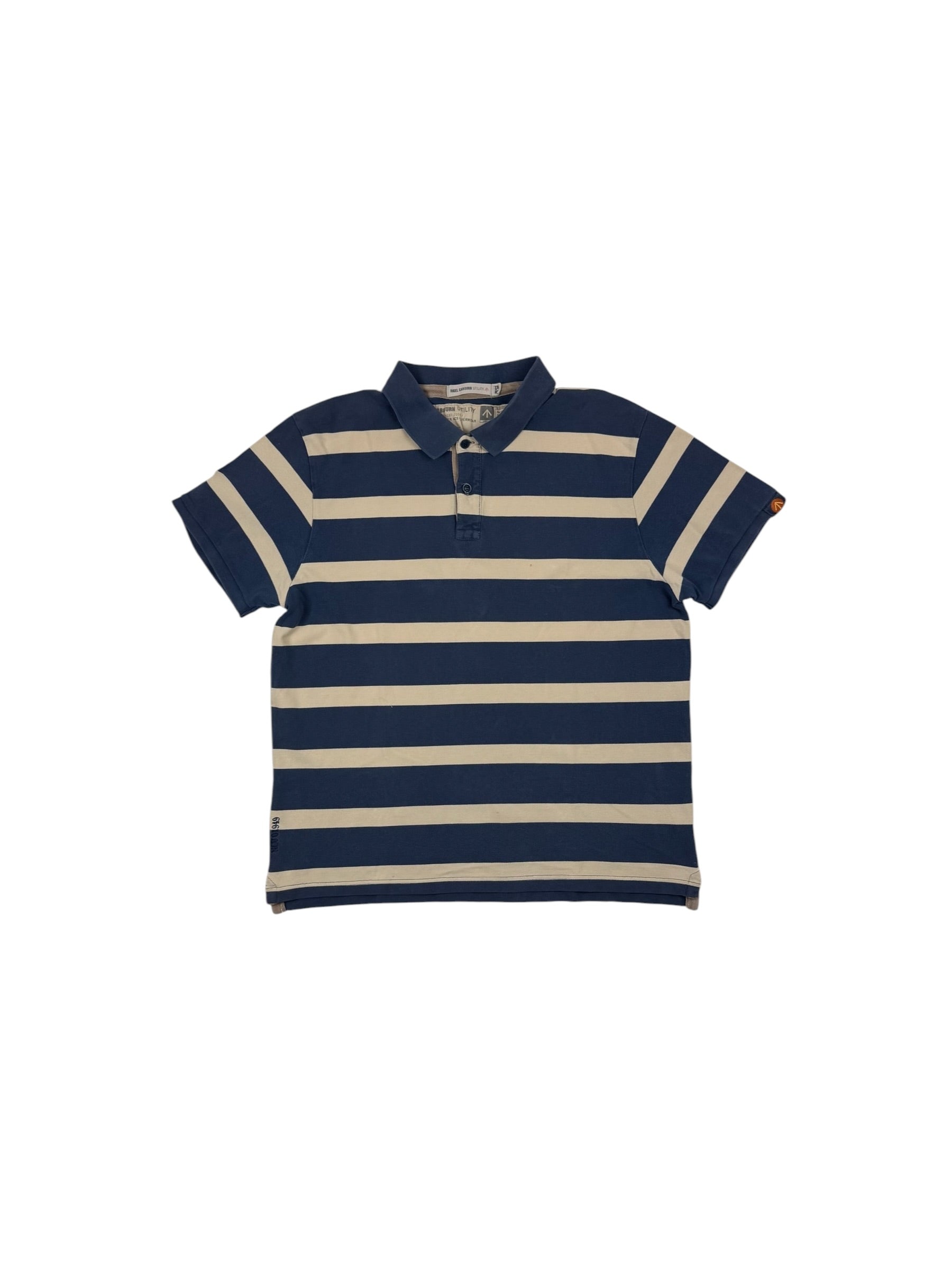 Nigel Cabourn 2000s Utility Striped Polo Shirt