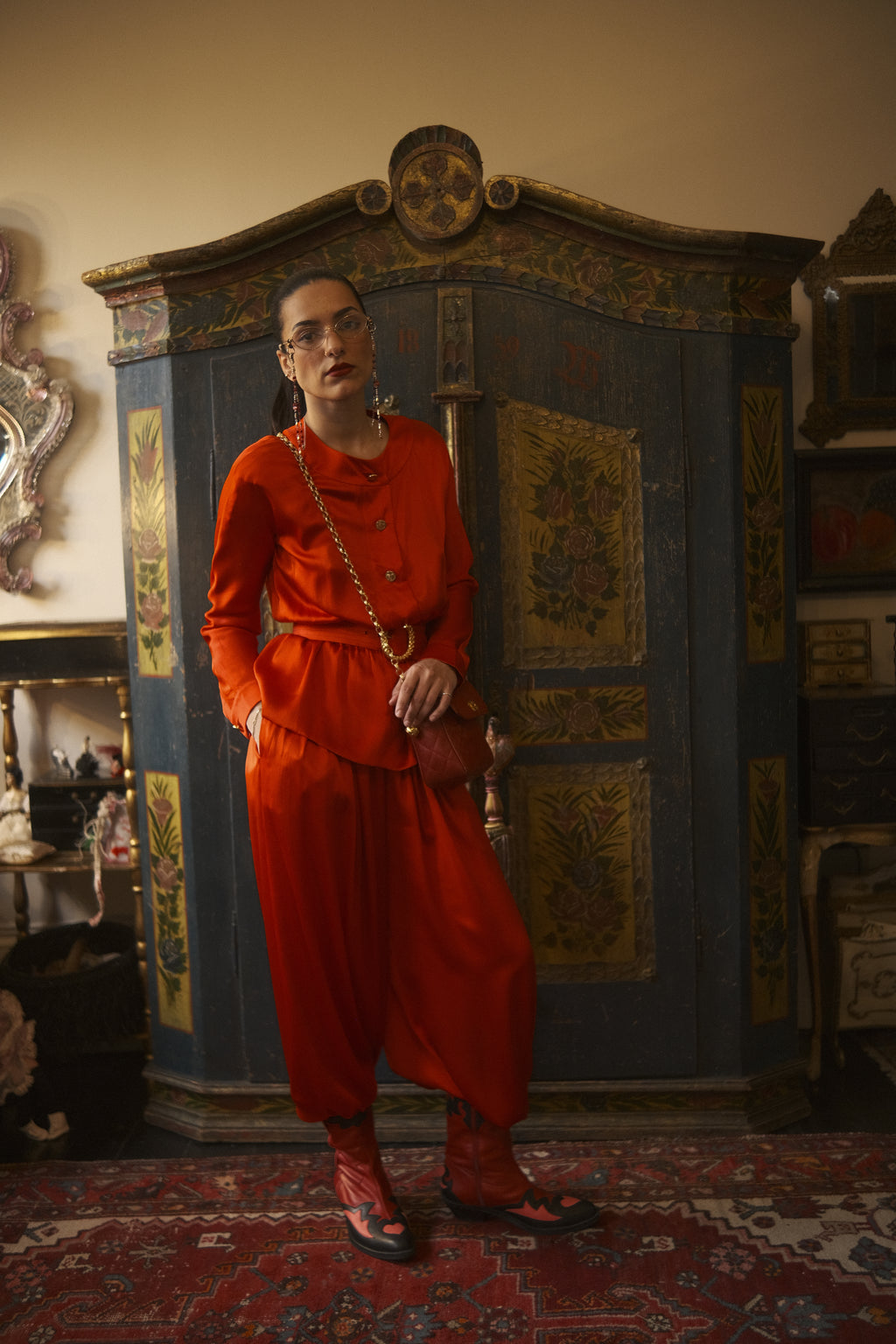 Chanel Boutique Spring / 1983 Silk Blouse, Trouser & Belt Set