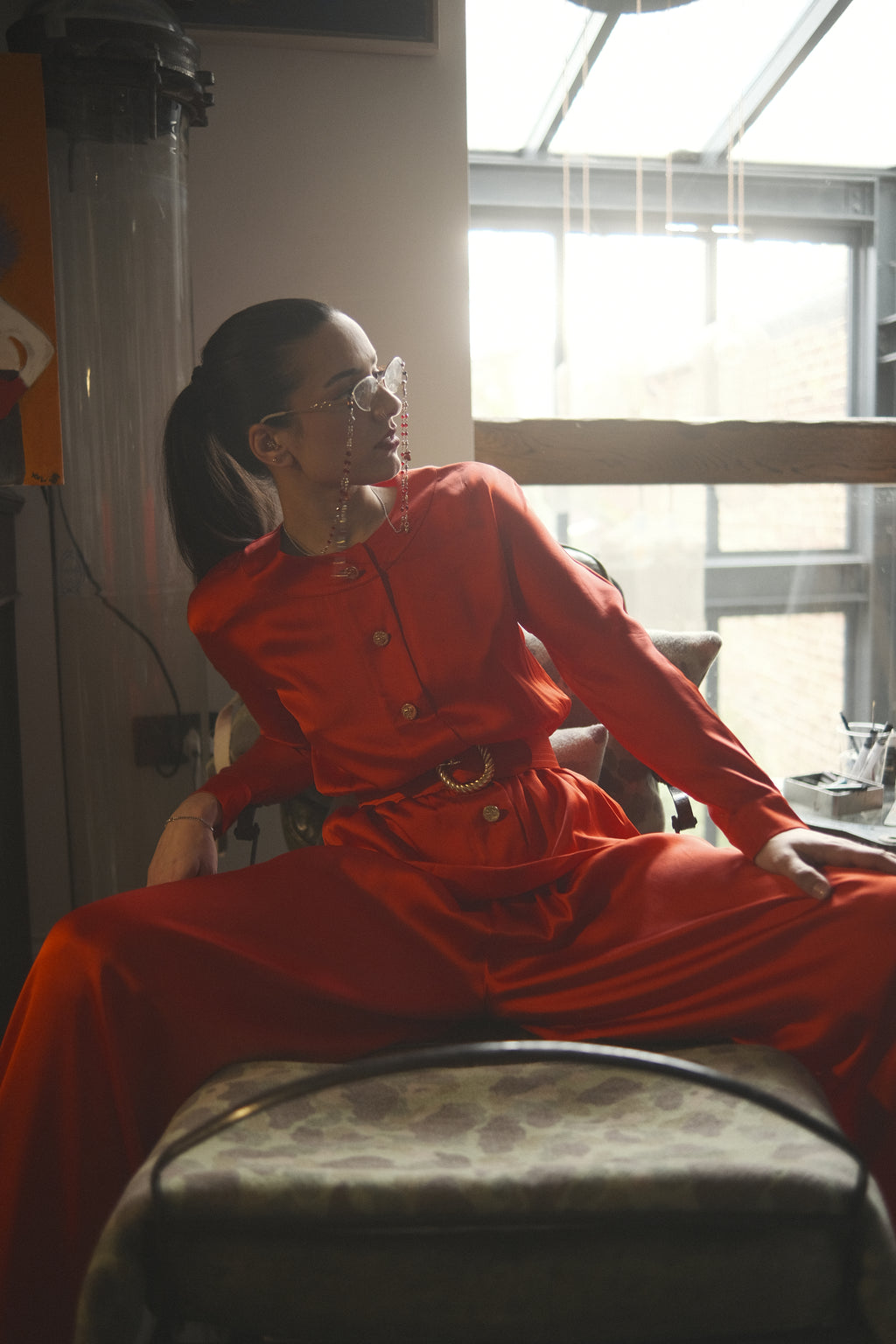 Chanel Boutique Spring / 1983 Silk Blouse, Trouser & Belt Set