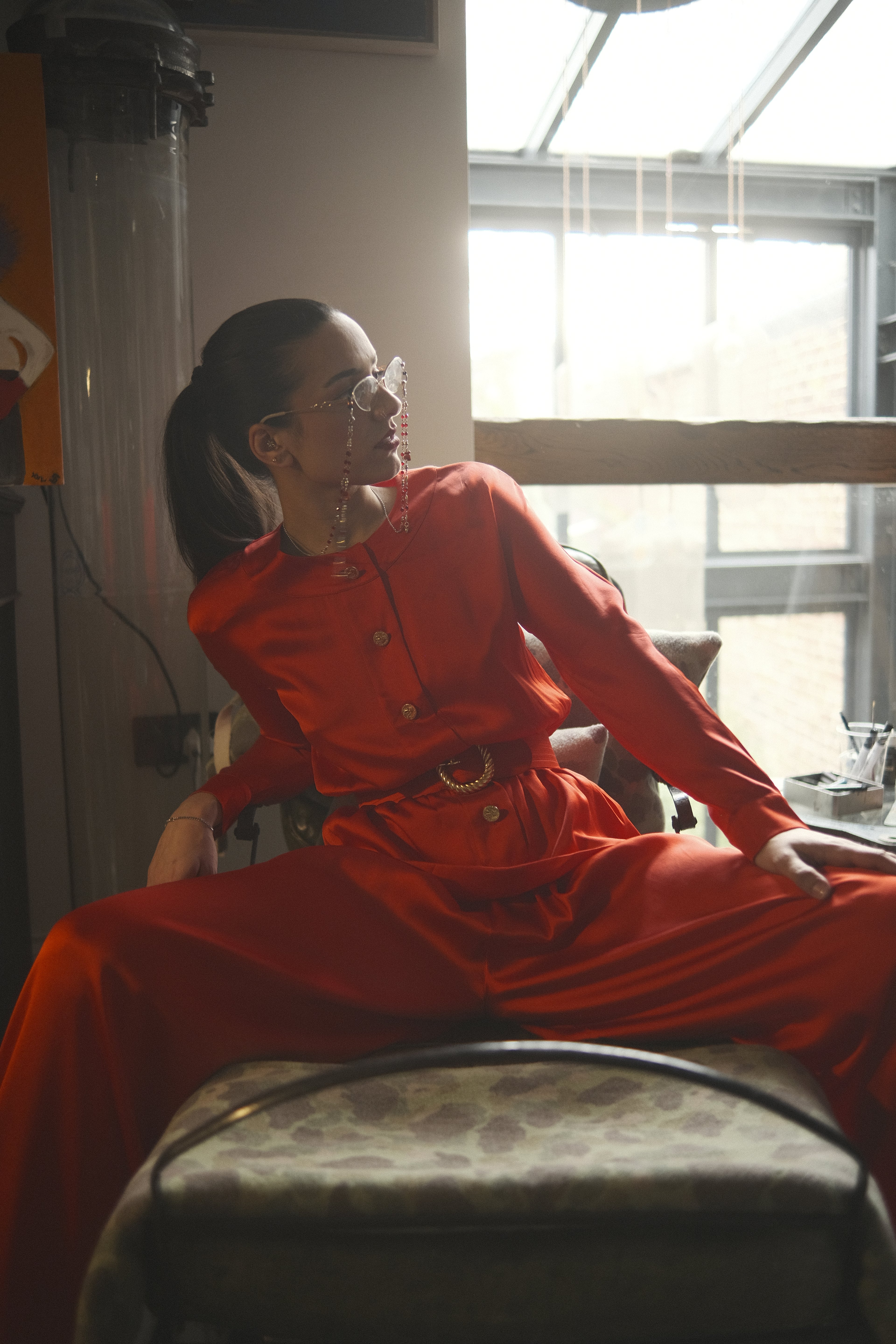 Chanel Boutique Spring / 1983 Silk Blouse, Trouser & Belt Set