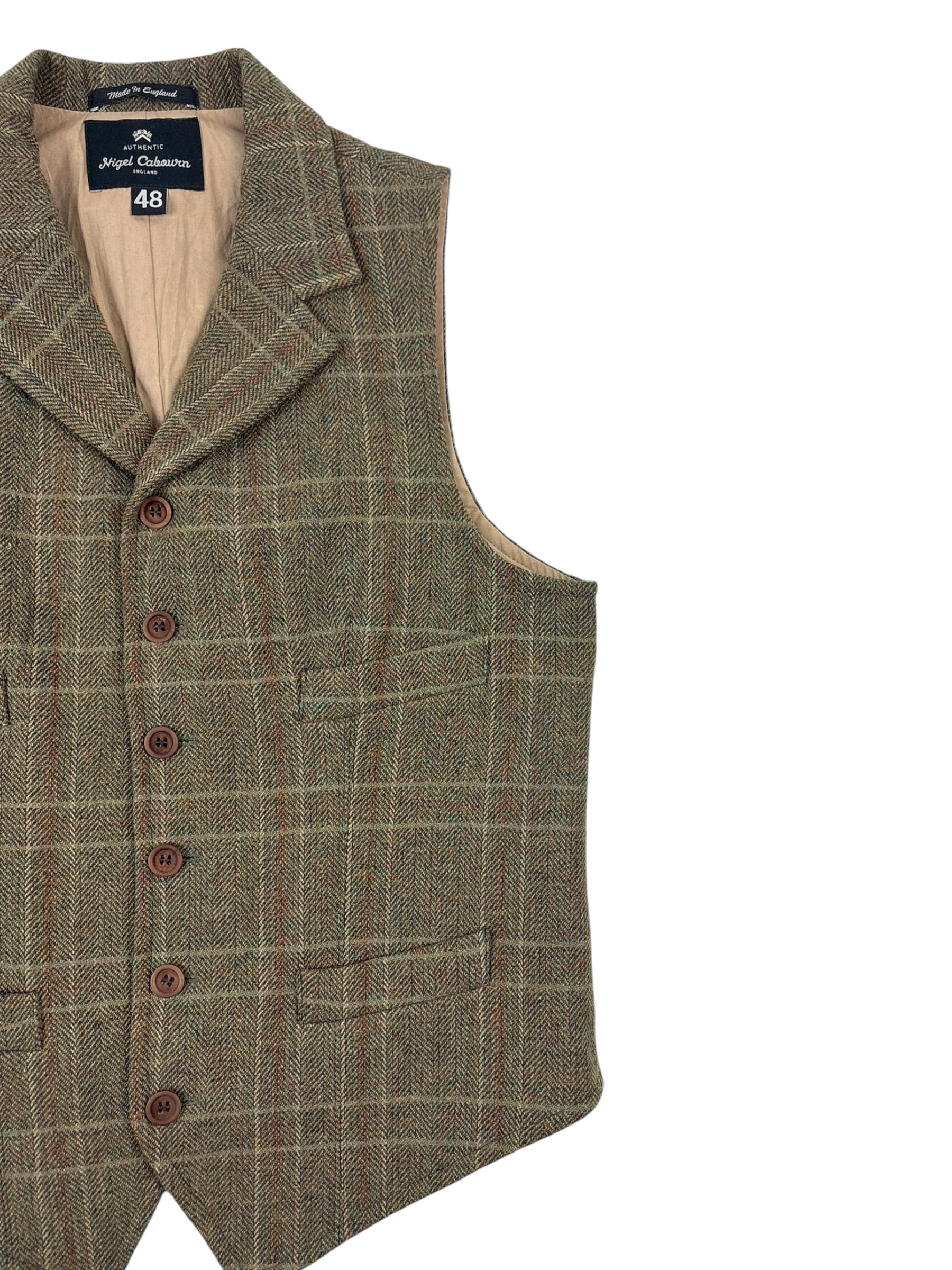 Nigel Cabourn Authentic Harris Tweed Lapel Waistcoat