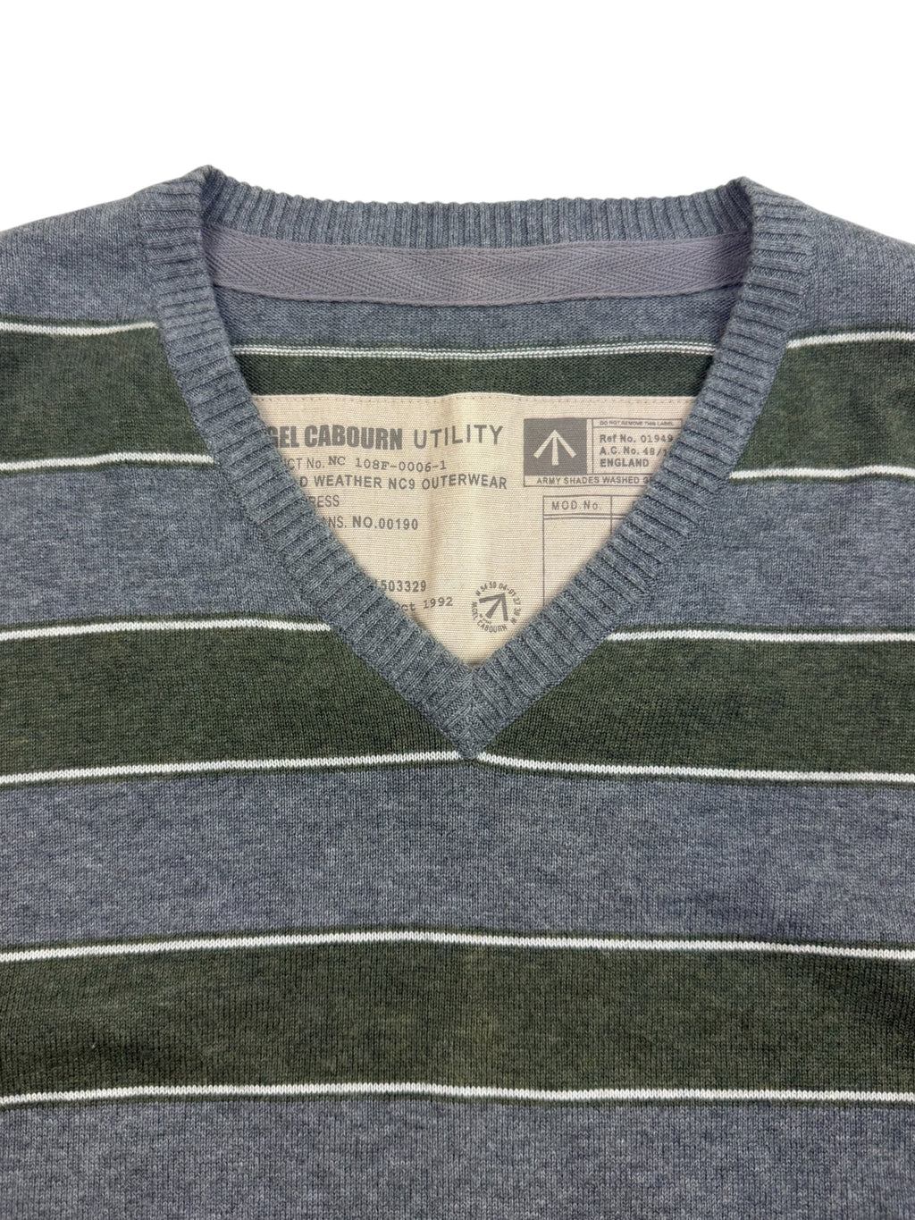 Nigel Cabourn 2000’s Utility Striped V-Neck Sweatshirt