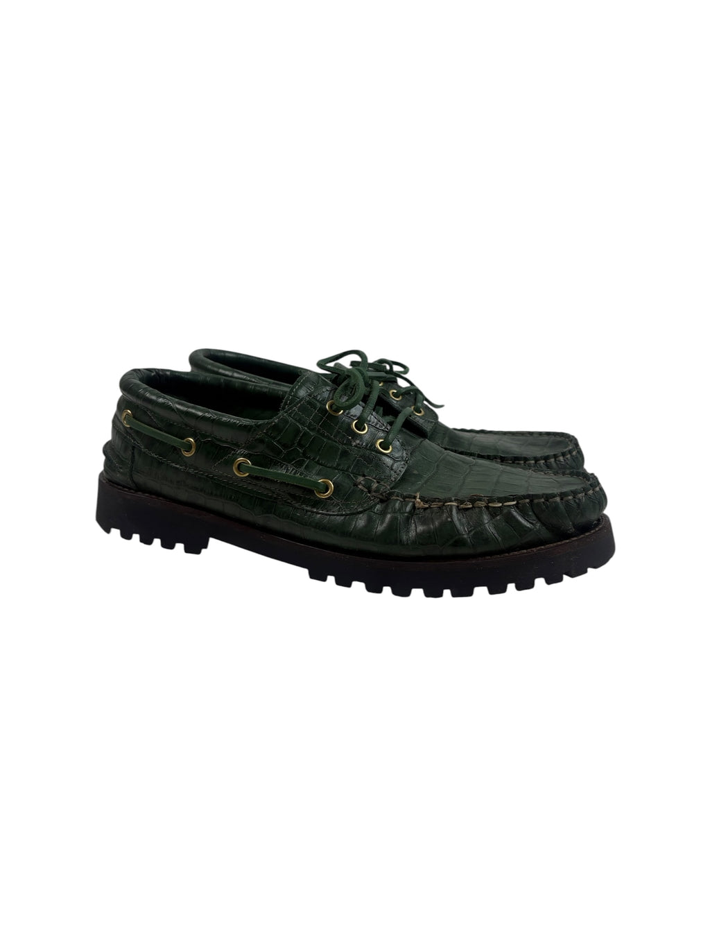 LUGS The Ally Deck Moss Croc Loafers
