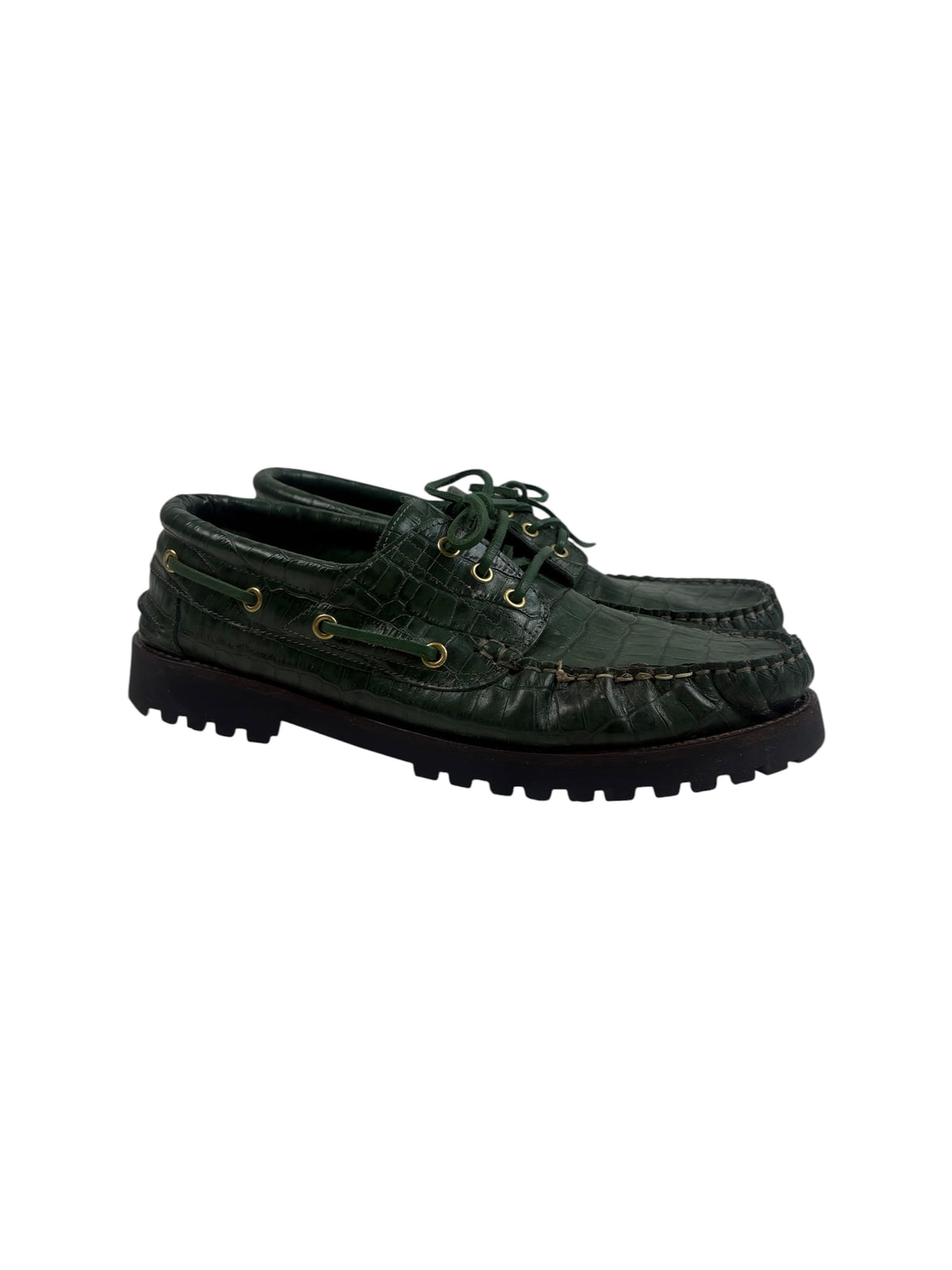 LUGS The Ally Deck Moss Croc Loafers