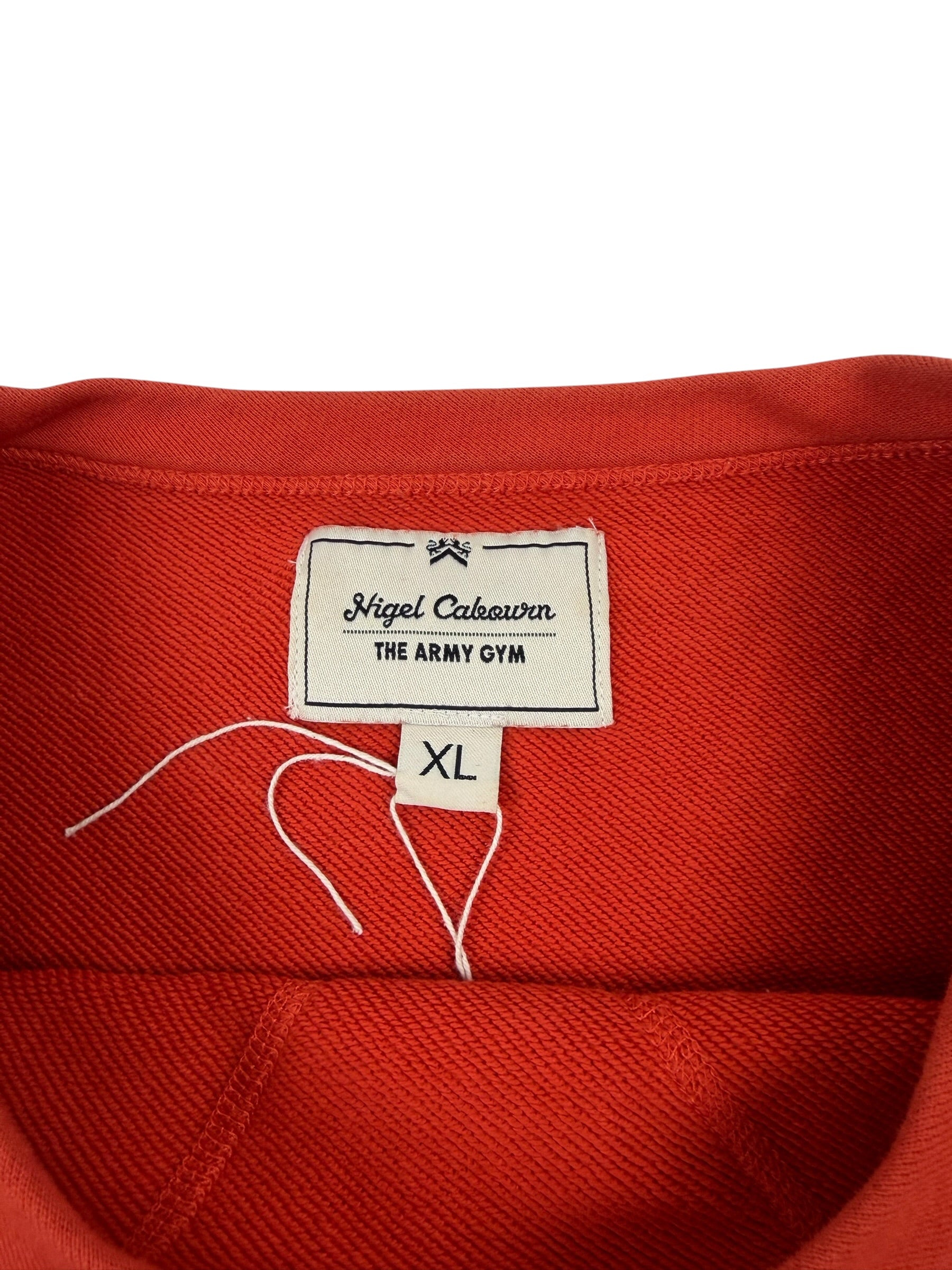 Nigel Cabourn Army Gym Embroidered Globe Orange Sweater