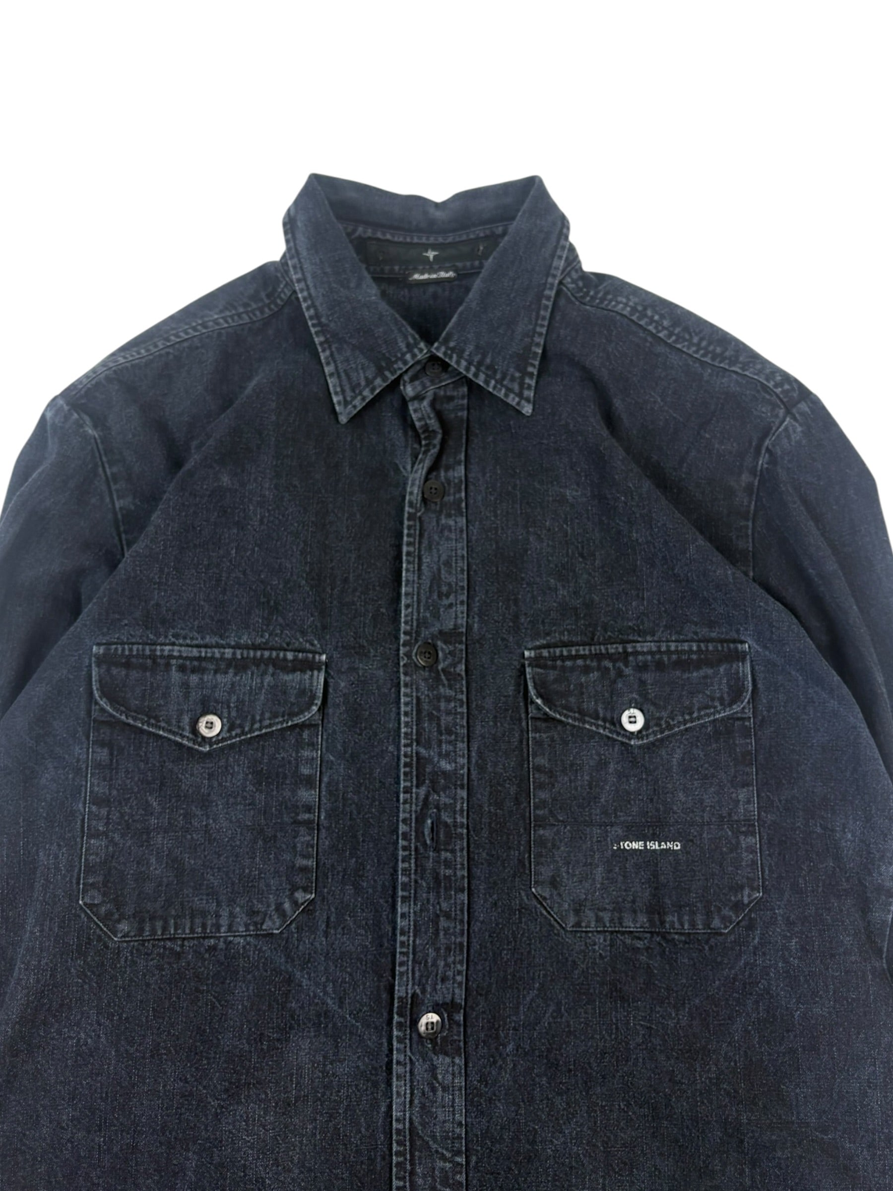 Stone Island Denims Black Washed Denim Shirt