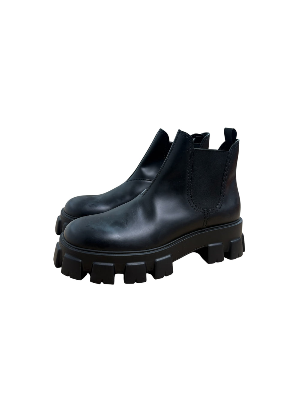Prada Monolith Brushed Leather Chelsea Boots