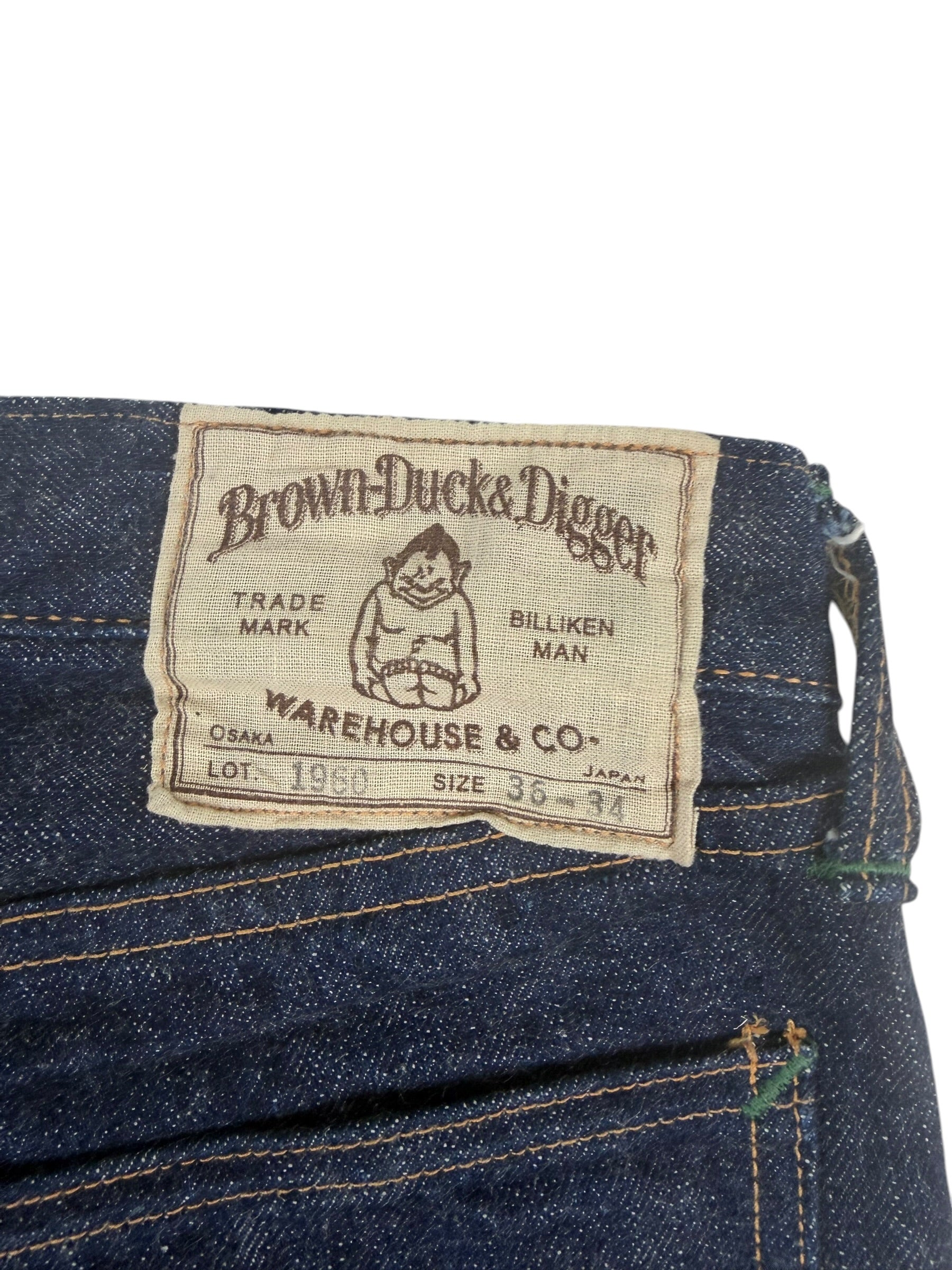 Warehouse & Co Brown-Ducks Diggers Ivy 1960 Selvedge Jeans