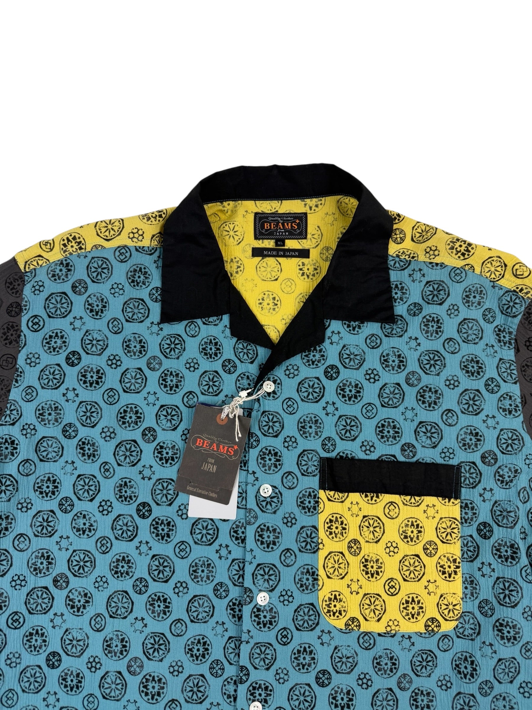 Beams Japan Takashimi Chijimi Print Panel Shirt