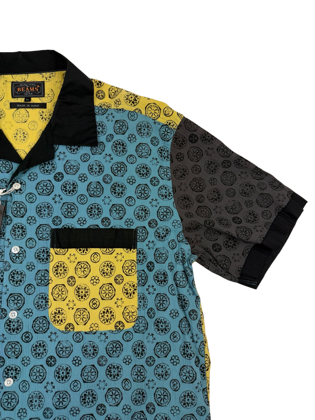 Beams Japan Takashimi Chijimi Print Panel Shirt