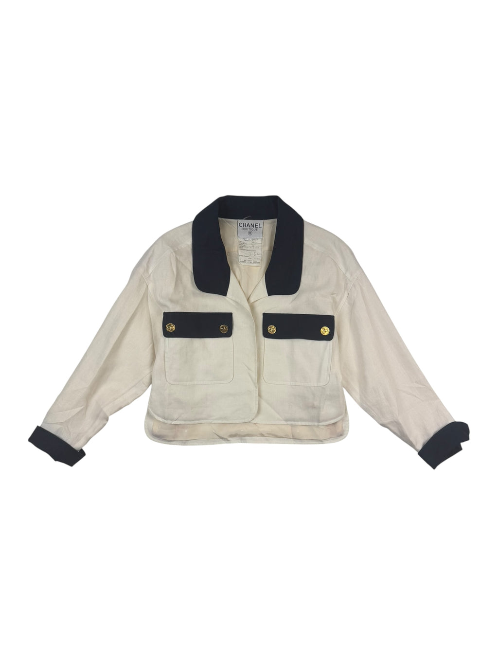 Chanel Boutique Spring 1992 Cropped Linen Jacket