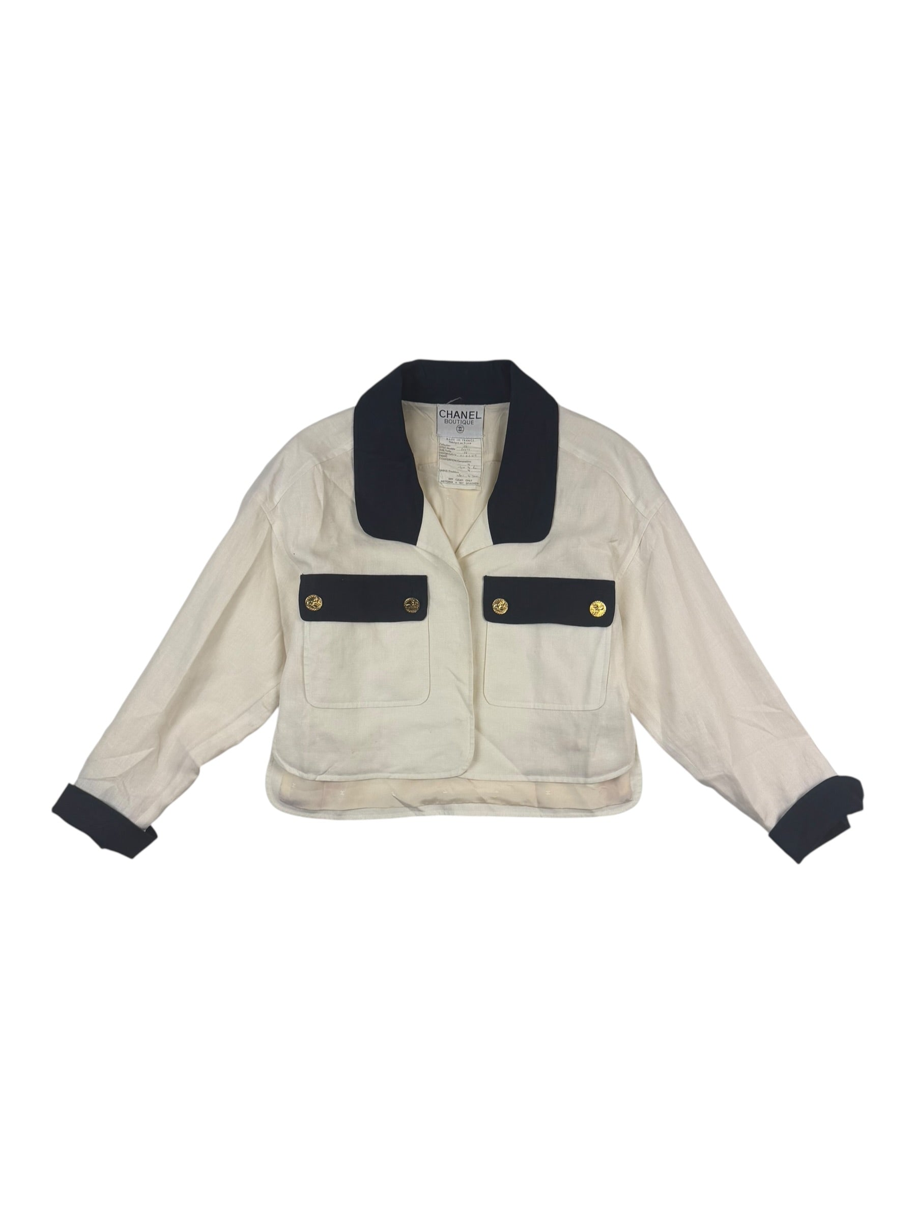 Chanel Boutique Spring 1992 Cropped Linen Jacket