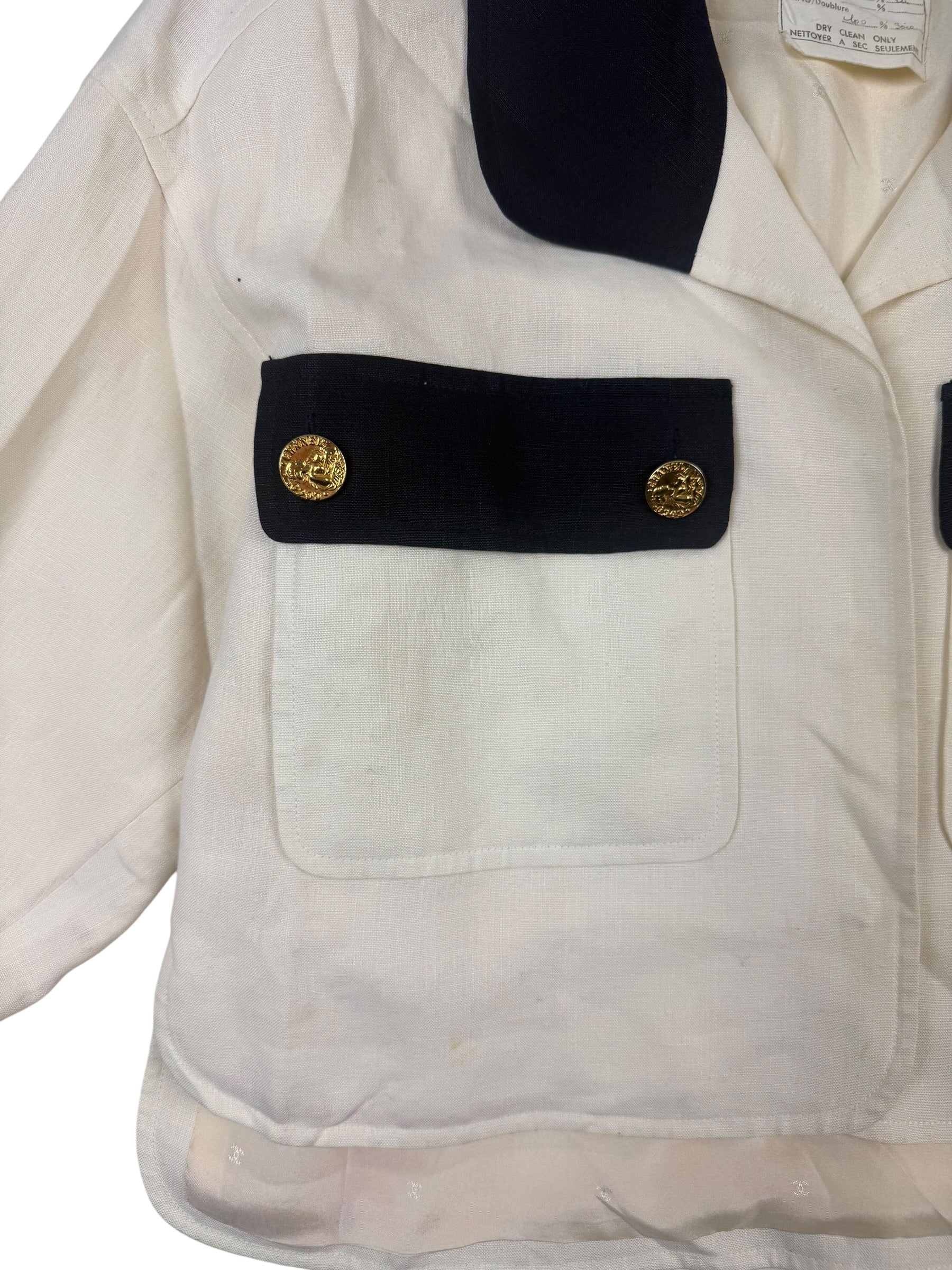 Chanel Boutique Spring 1992 Cropped Linen Jacket