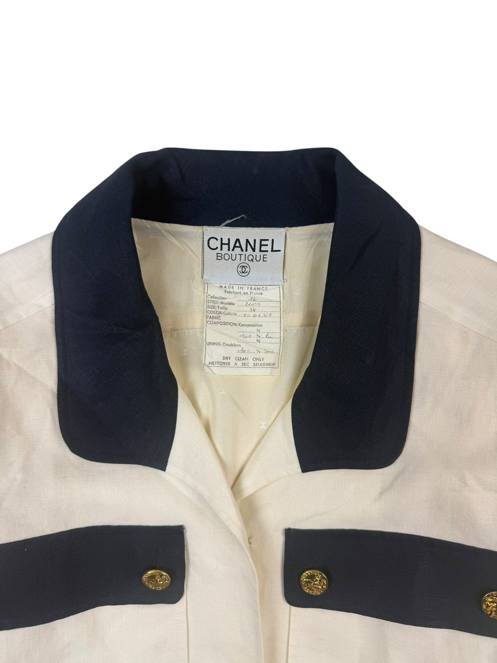 Chanel Boutique Spring 1992 Cropped Linen Jacket