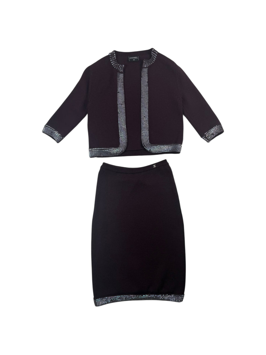 Chanel Autumn / 1999 Wool Two Piece Skirt & Cardigan