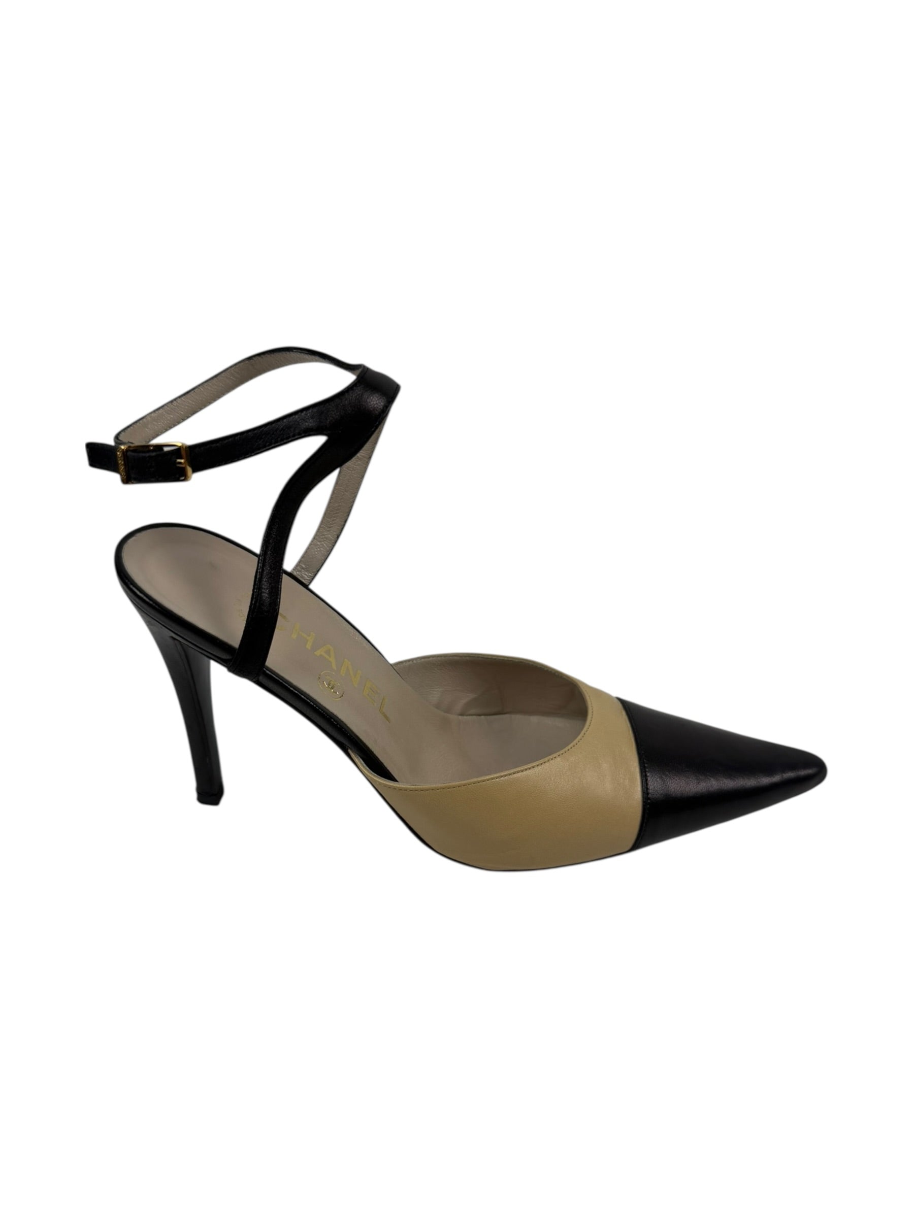 Chanel Autumn / 2000 Two Tone Leather Slingback Heel