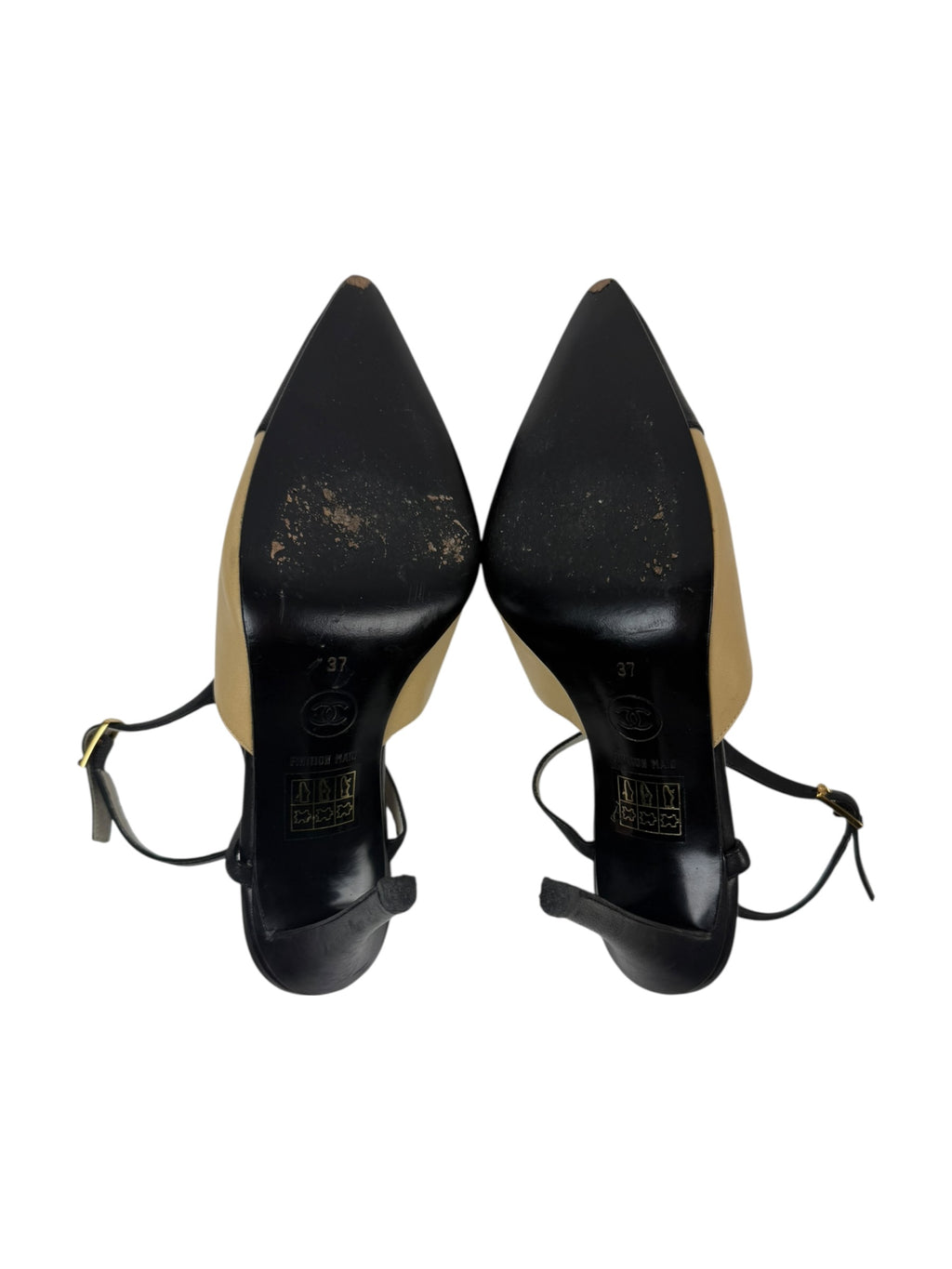 Chanel Autumn / 2000 Two Tone Leather Slingback Heel