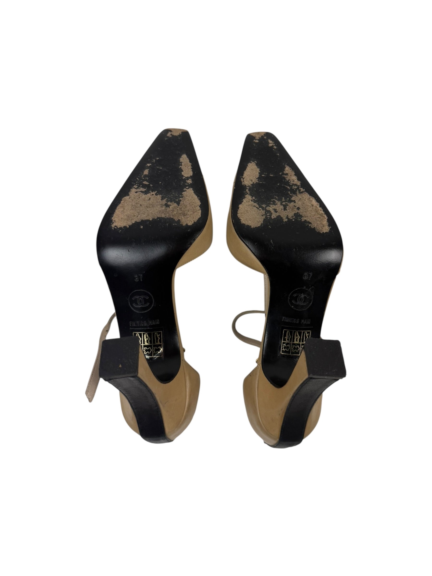 Chanel Autumn / 2000 Two Tone T-Strap Heels