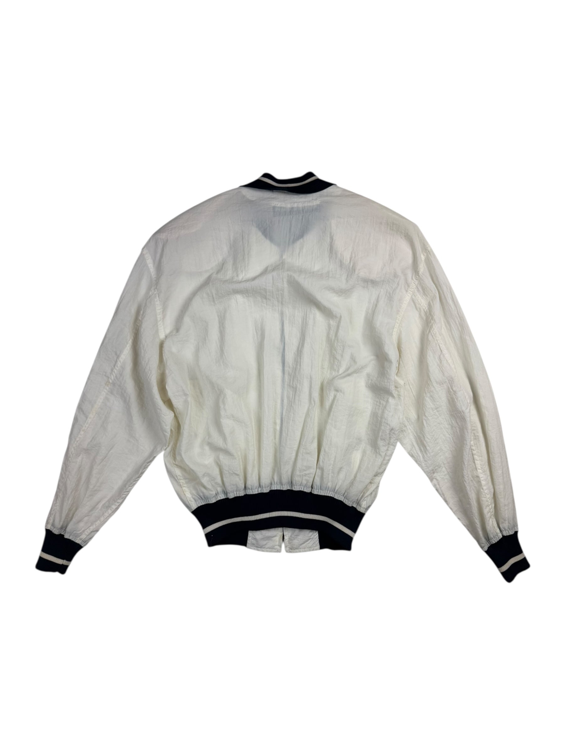 White jacket with black accents on a white background
