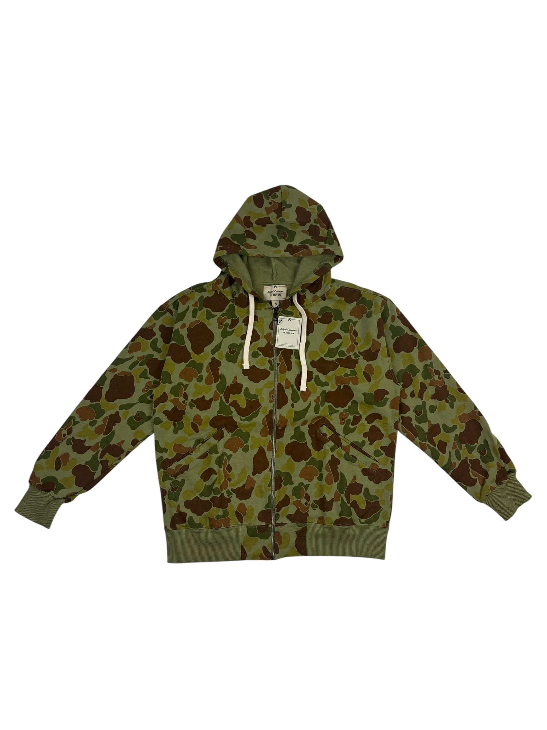 Nigel Cabourn Army Gym Fleece US Camo Zip Up Hoodie