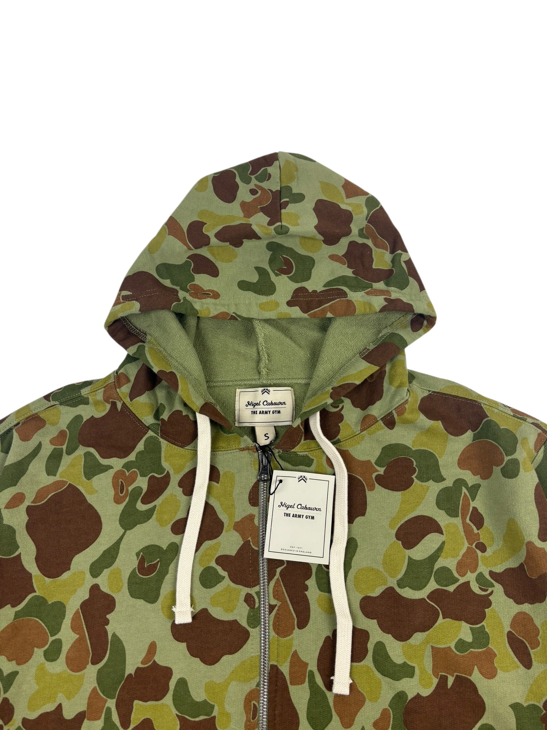 Nigel Cabourn Army Gym Fleece US Camo Zip Up Hoodie