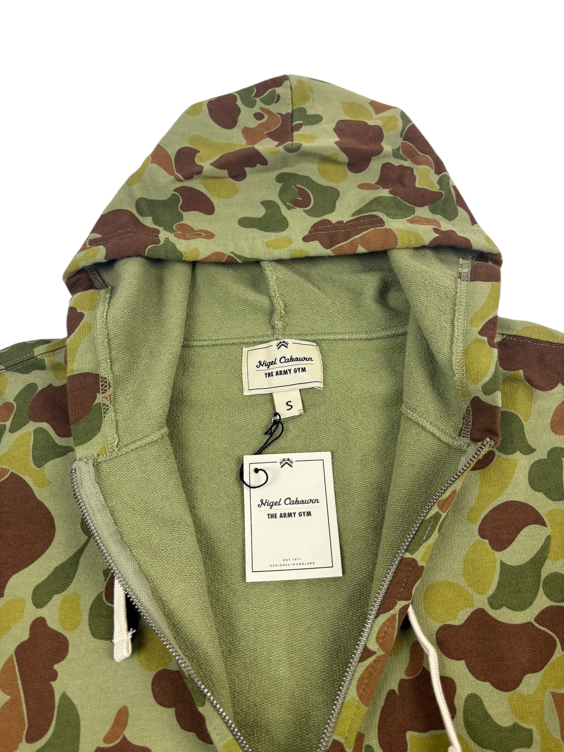 Nigel Cabourn Army Gym Fleece US Camo Zip Up Hoodie