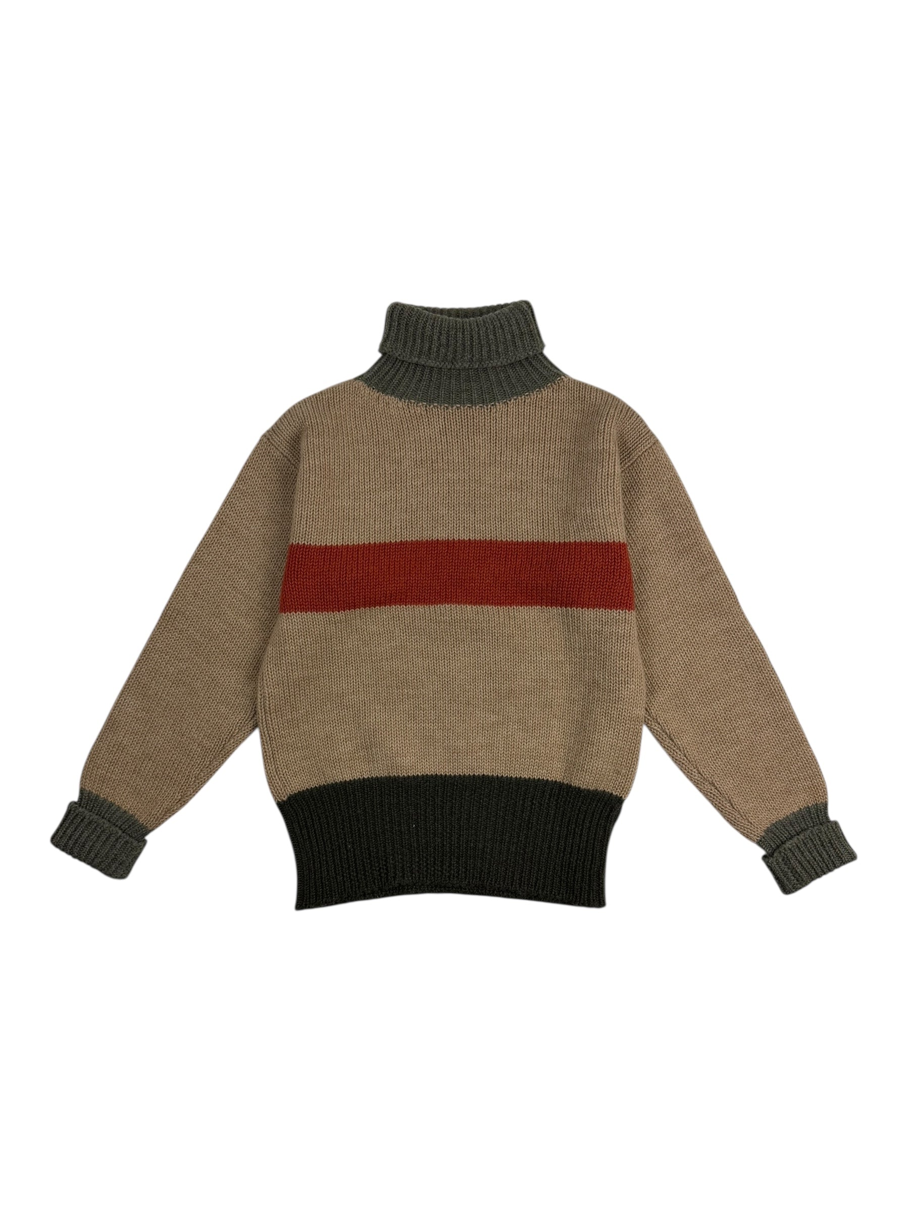 Nigel Cabourn Authentic Roll Neck Wool Stripe Jumper