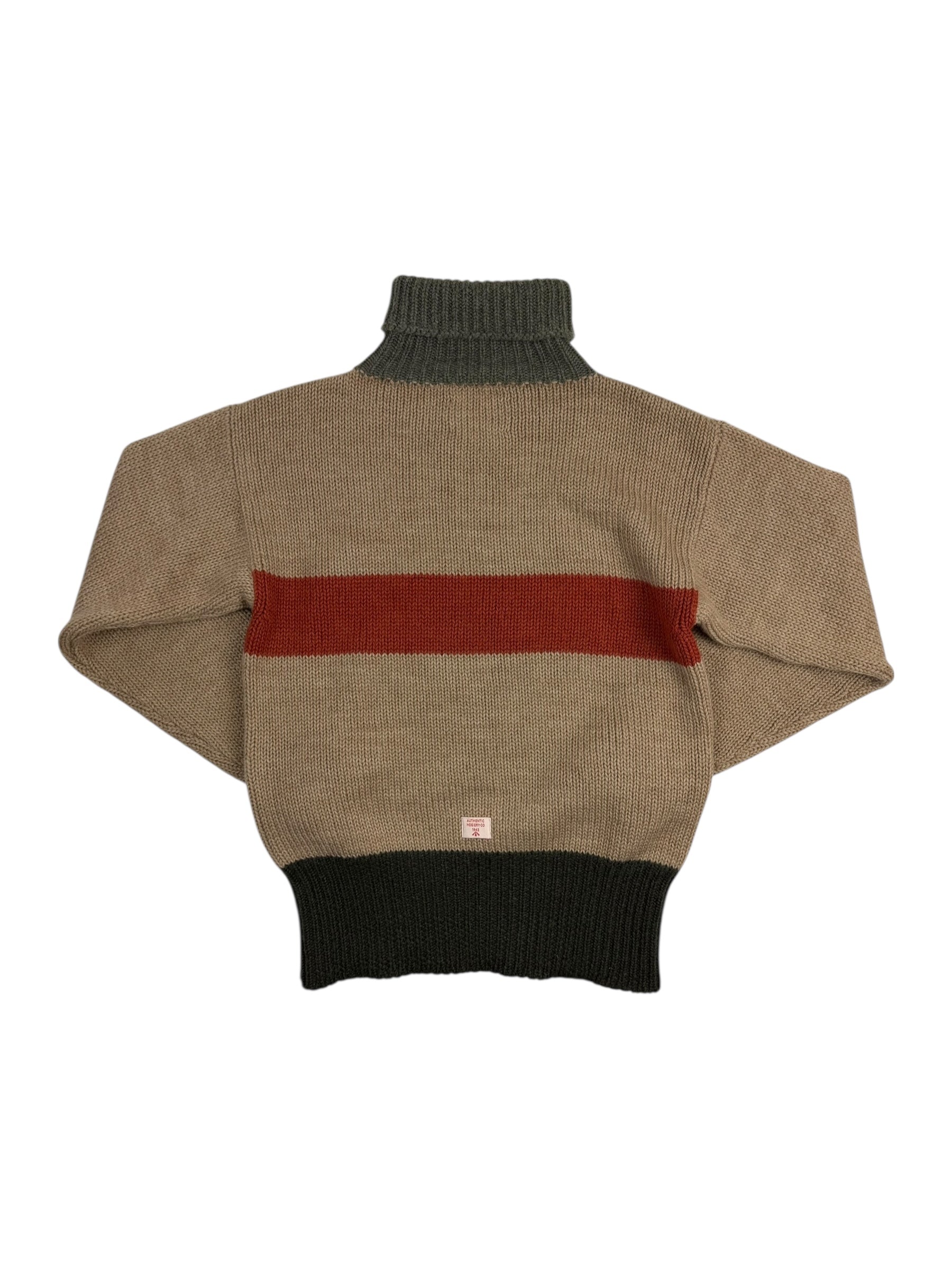 Nigel Cabourn Authentic Roll Neck Wool Stripe Jumper