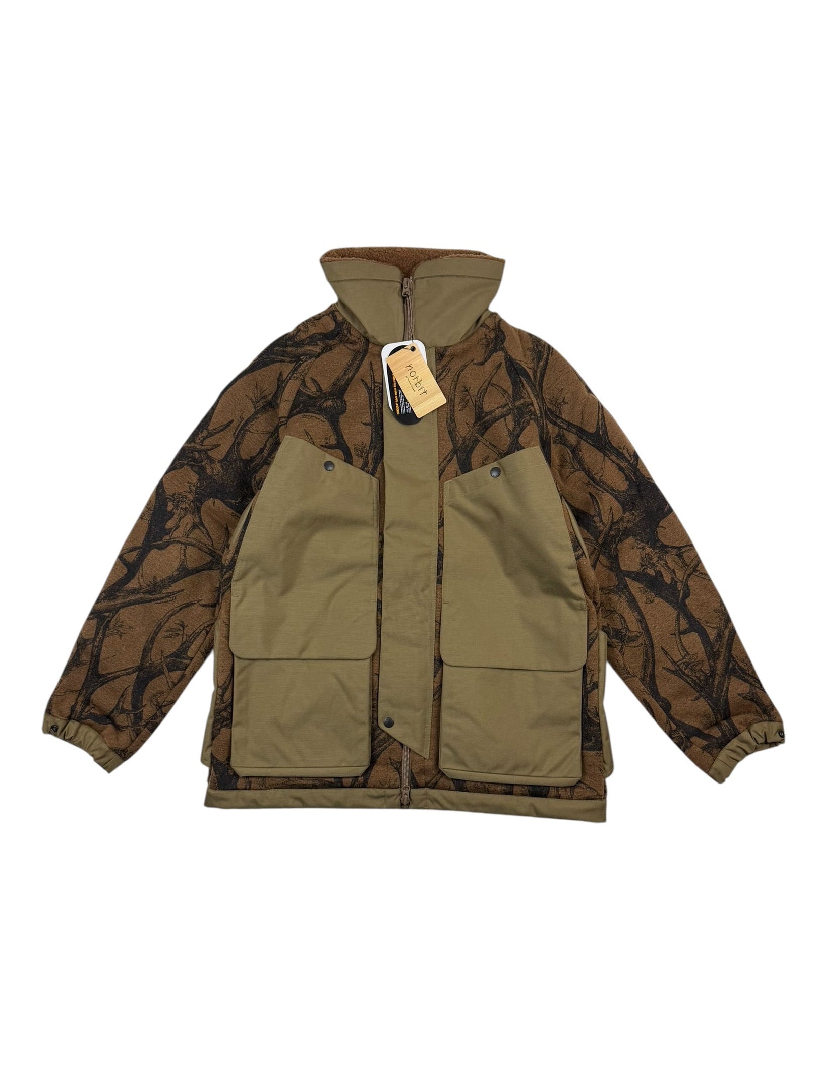 Norbit by Hiroshi Nozawa Horn Tree Wool Print Boa Jacket