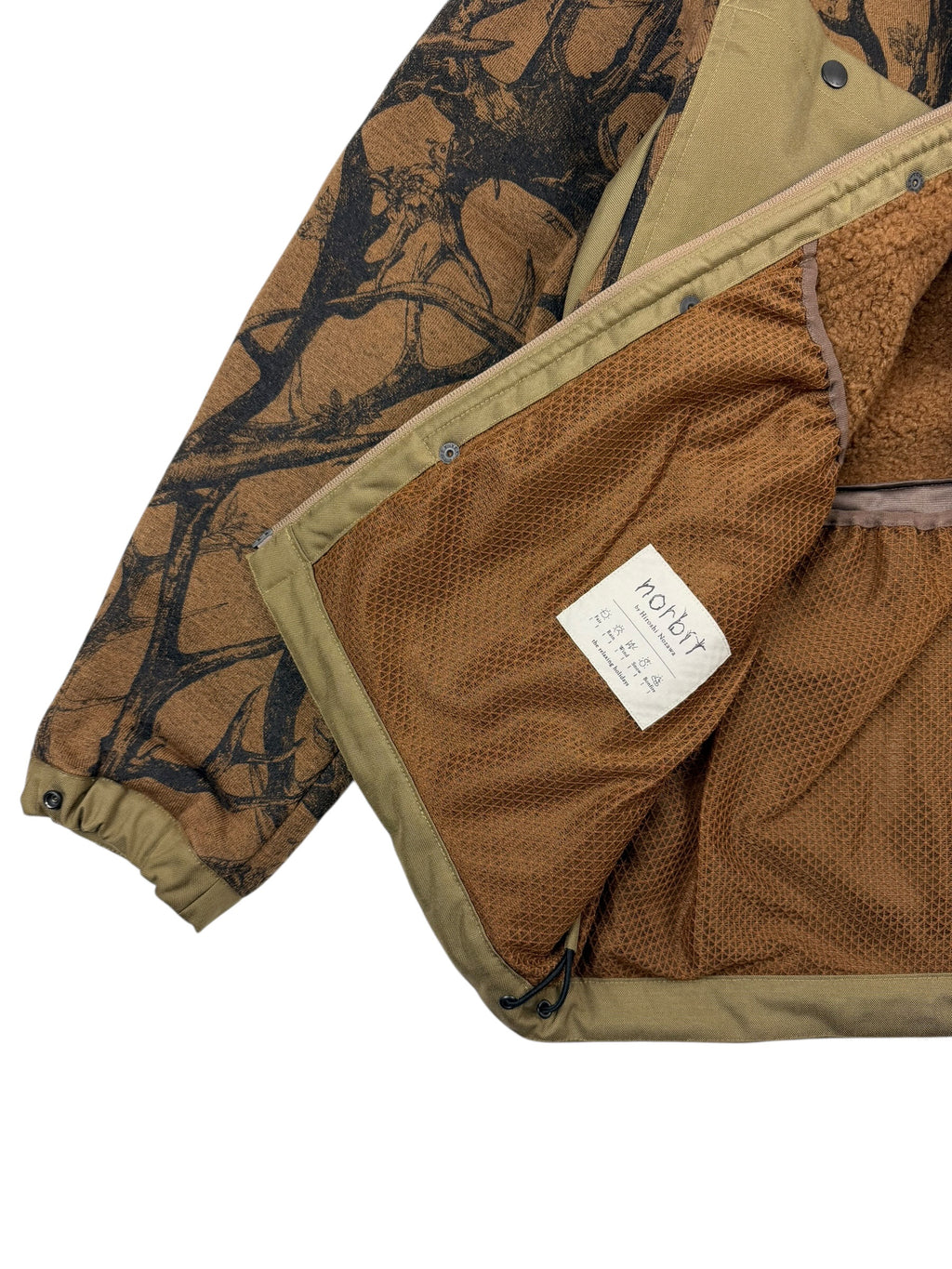 Norbit by Hiroshi Nozawa Horn Tree Wool Print Boa Jacket