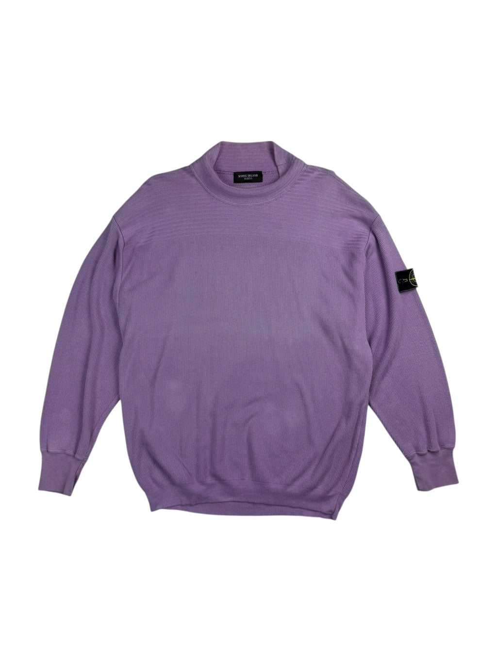 Purple sweater with a brand logo on a white background