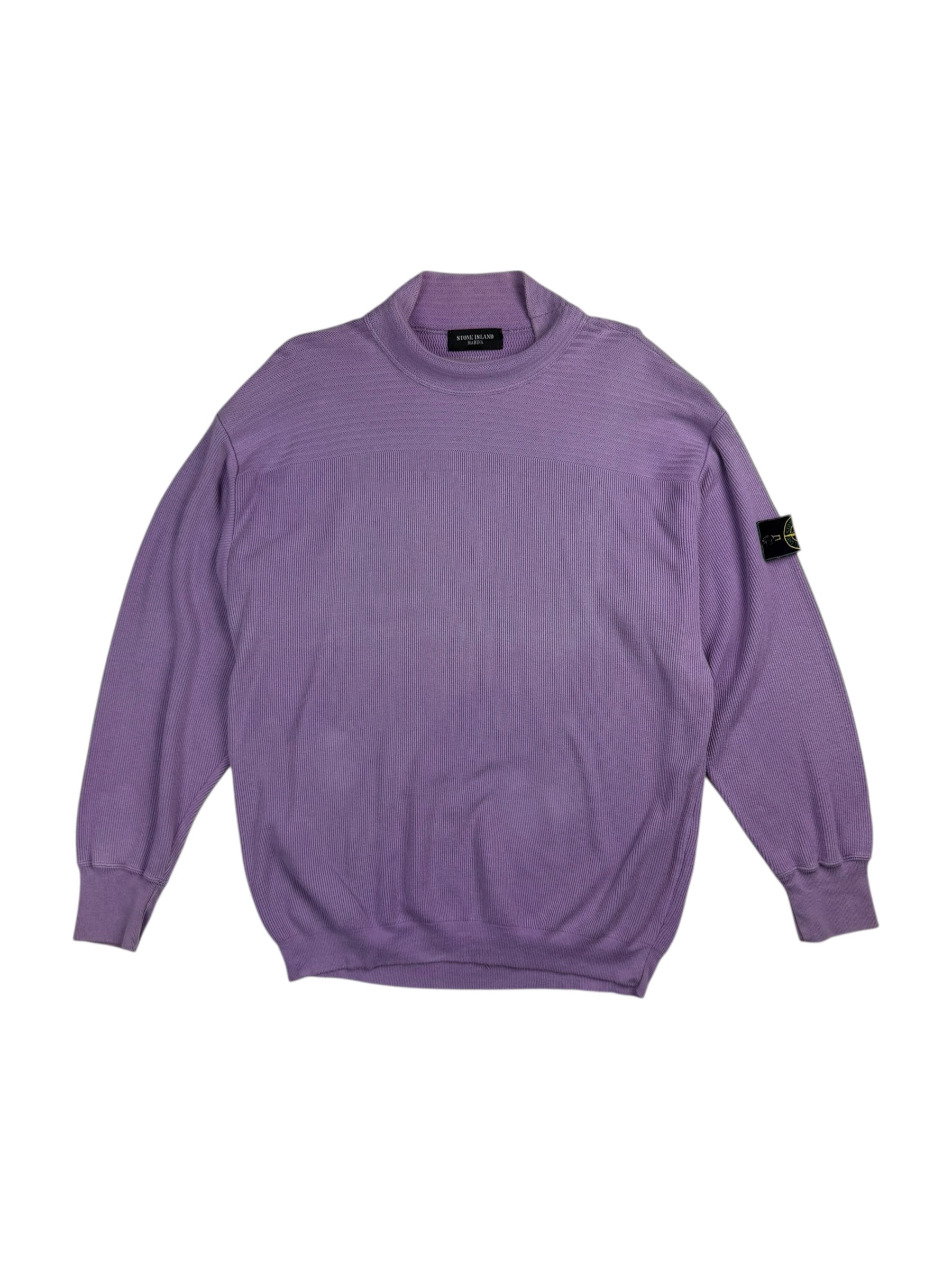 Purple sweater with a brand logo on a white background