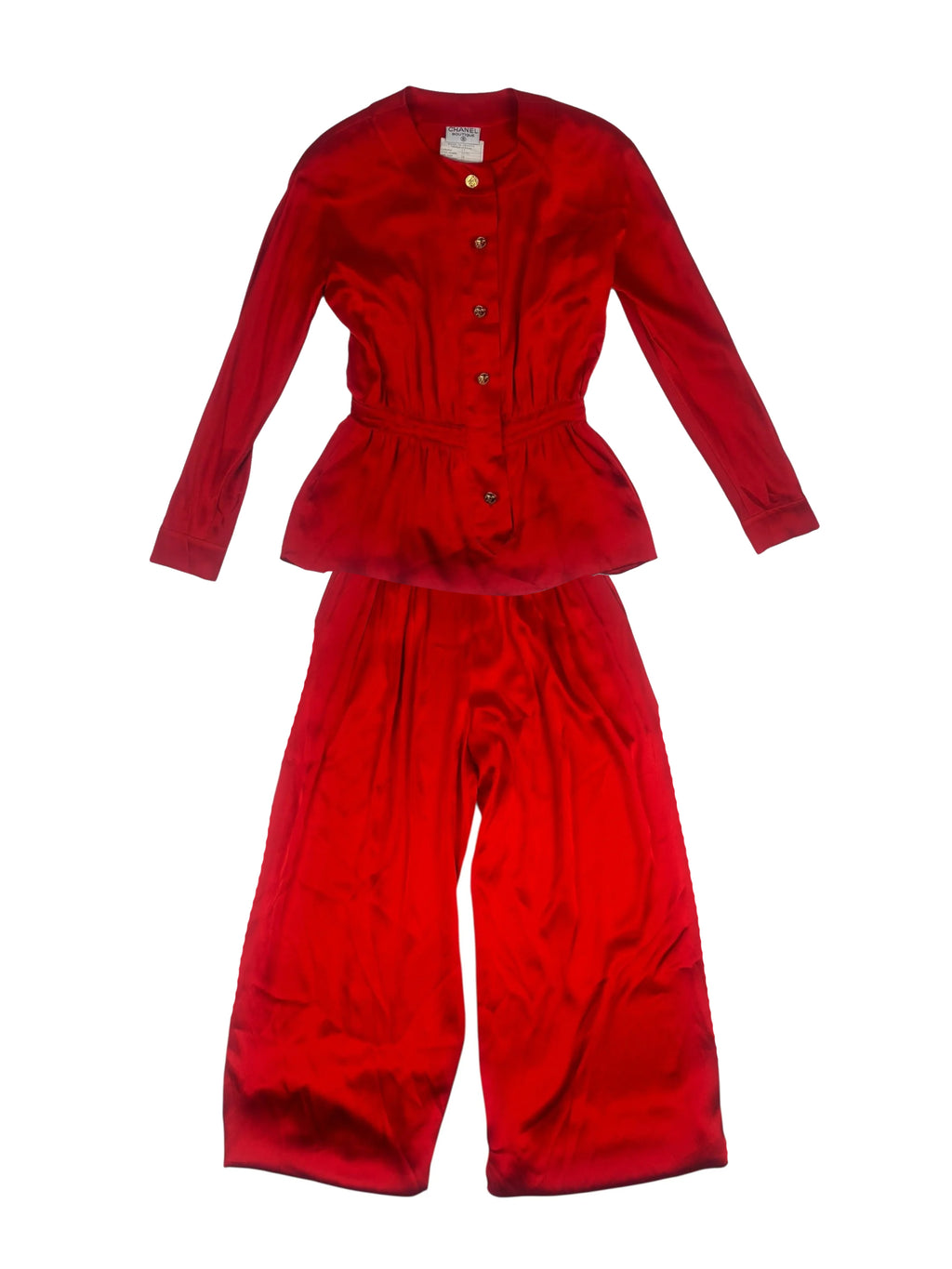 Chanel Boutique Spring / 1983 Silk Blouse, Trouser & Belt Set